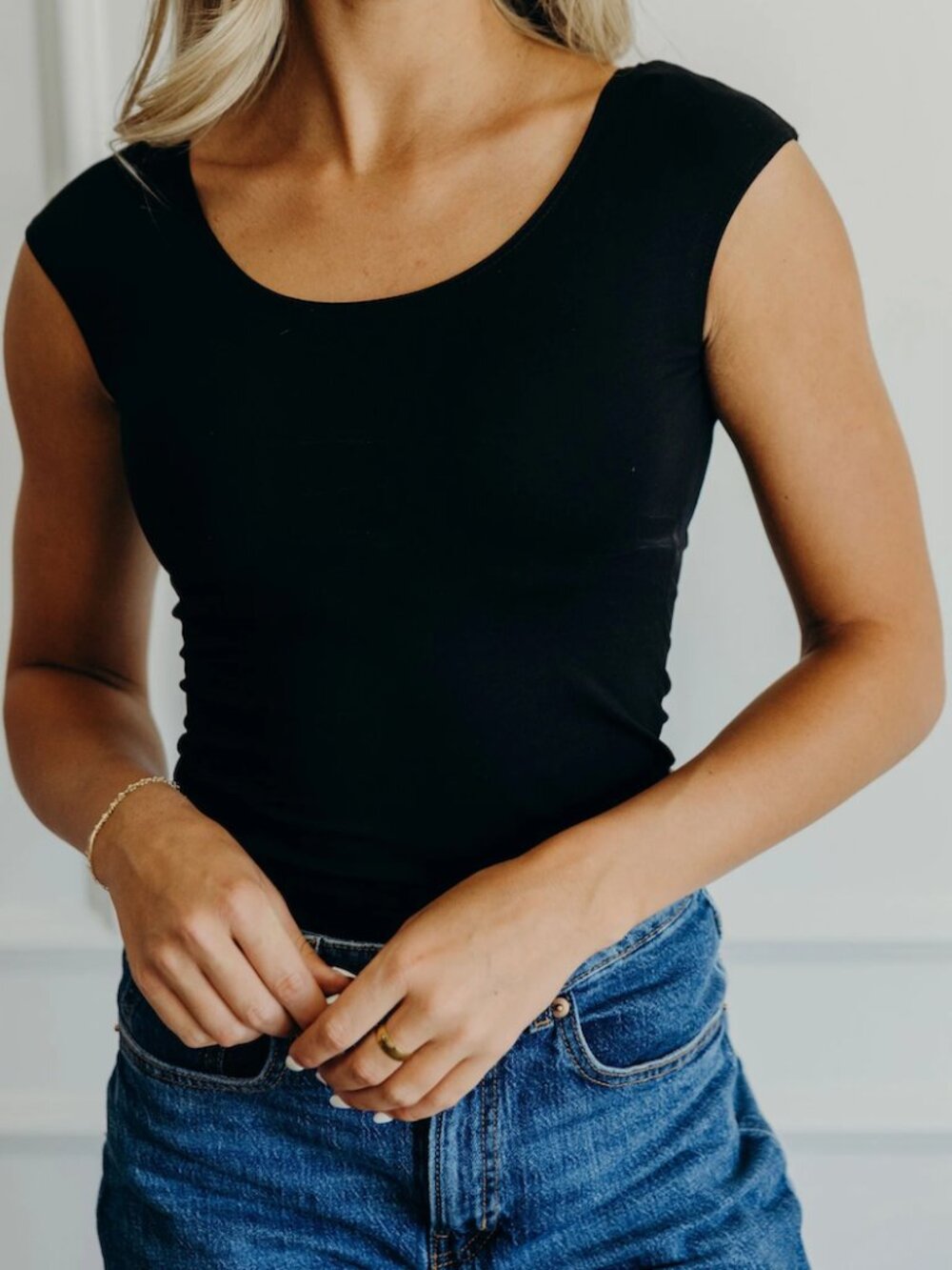 Mikarose Black XL Soft Undershirt Tank Layering Cap Sleeve